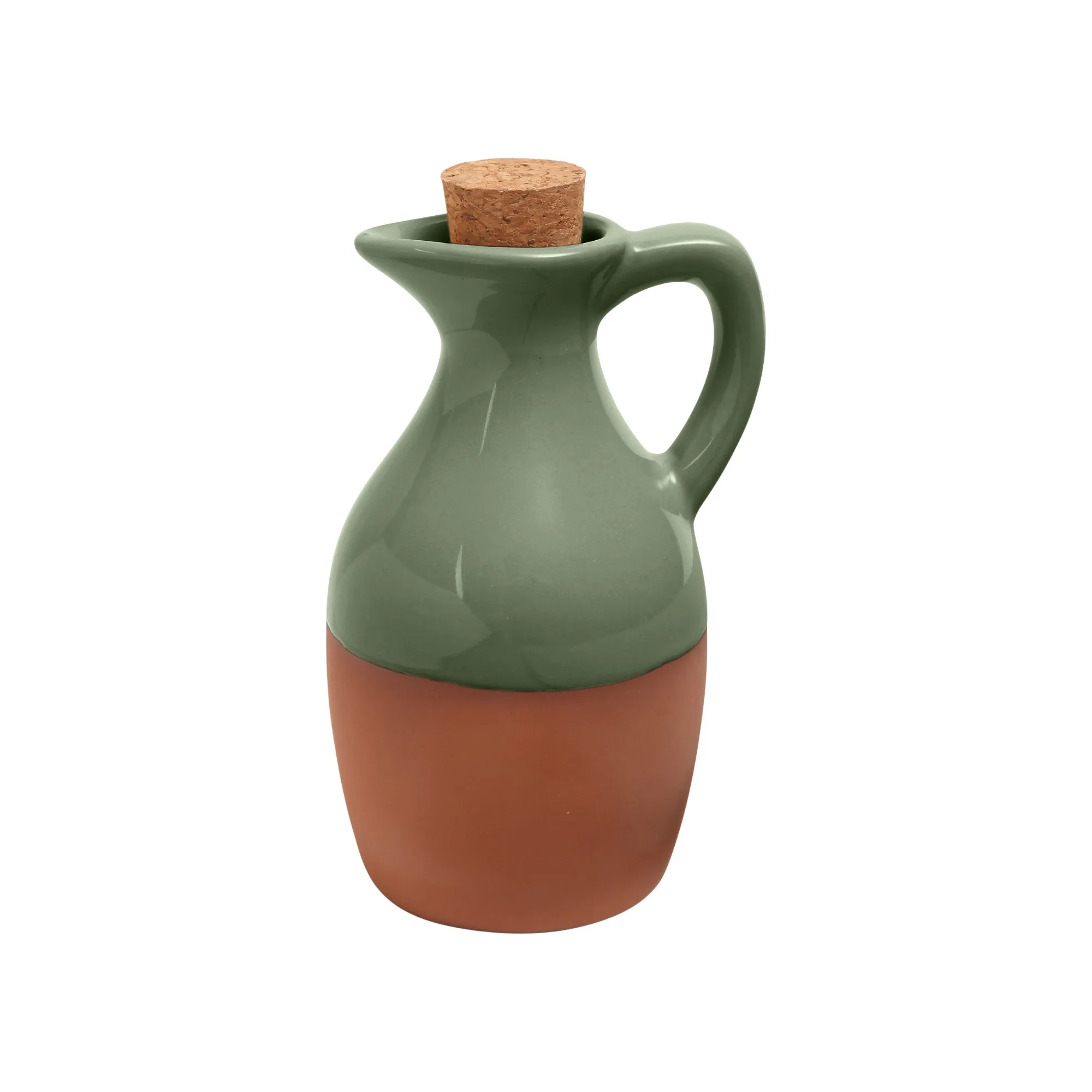 Sintra Glazed Terracotta Oil Drizzler - Olive Green