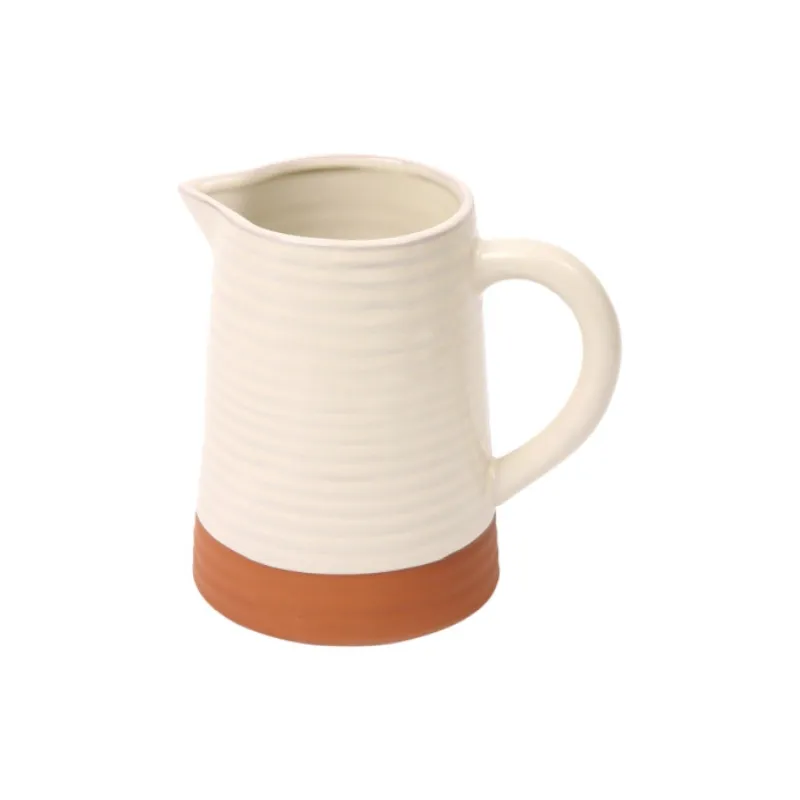 Porto Terracotta Ribbed Jug - Stone