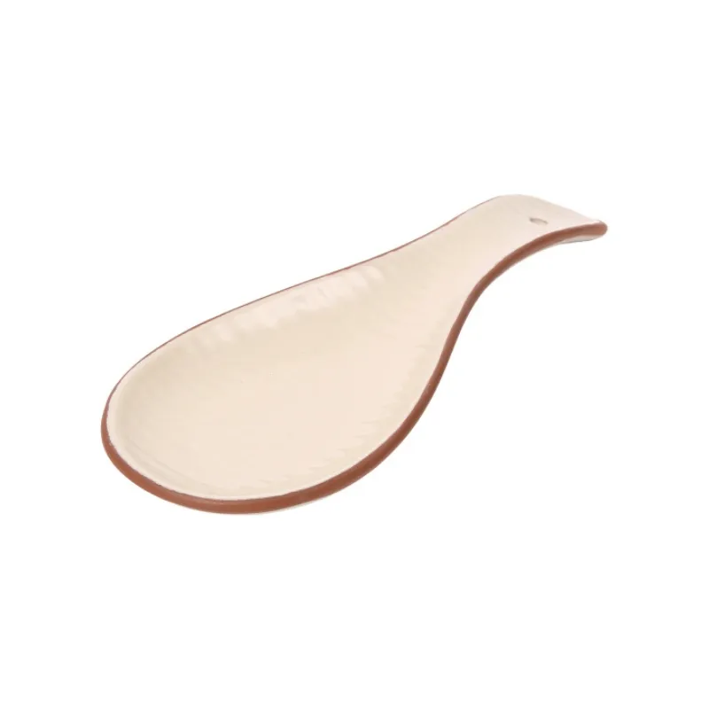 Porto Terracotta Ribbed Spoon Rest - Stone