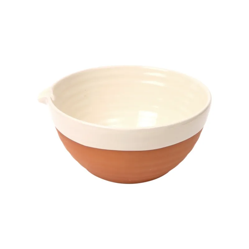 Porto Terracotta Ribbed Large Mixing Bowl - Stone