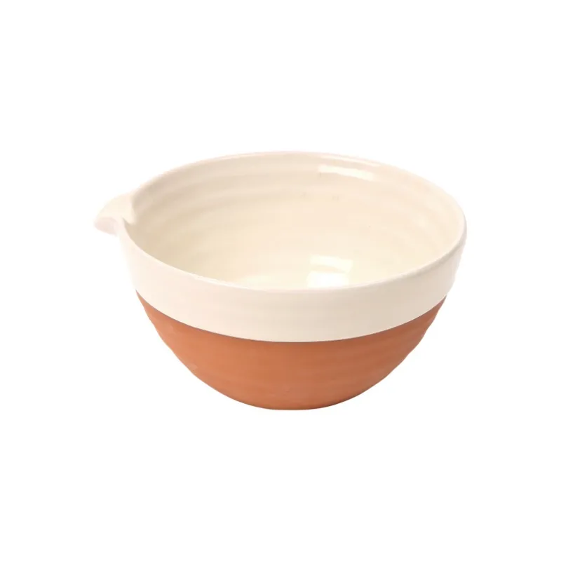 Porto Terracotta Ribbed Small Mixing Bowl - Stone