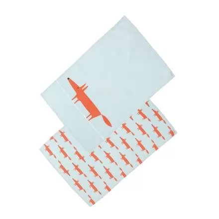 Scion Mr Fox Set of 2 Tea Towels - Blue